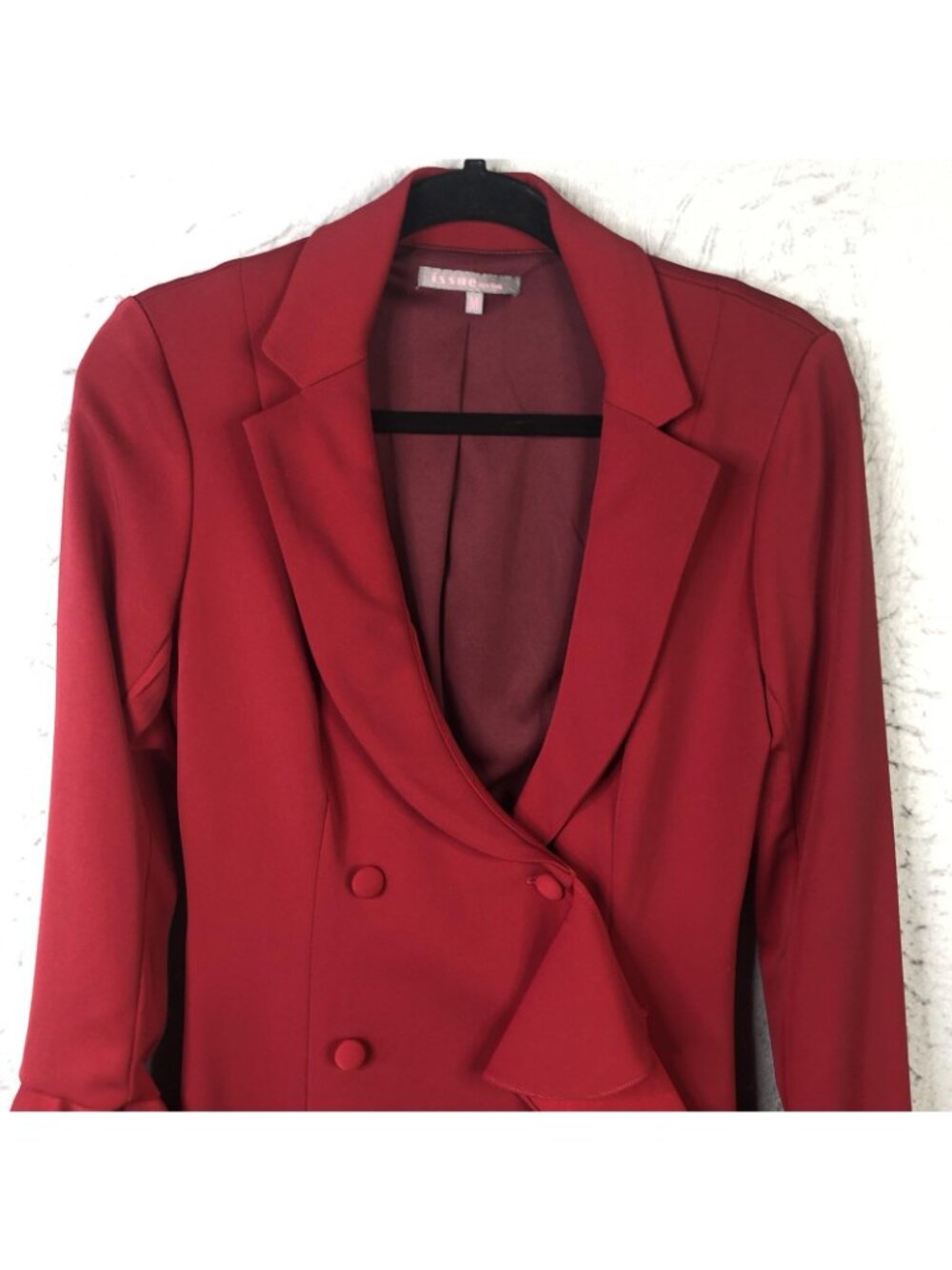 Issue New York Dress Womens M Red Ruffle Jacket Mini Long Sleeve Party Cocktail - Picture 15 of 16